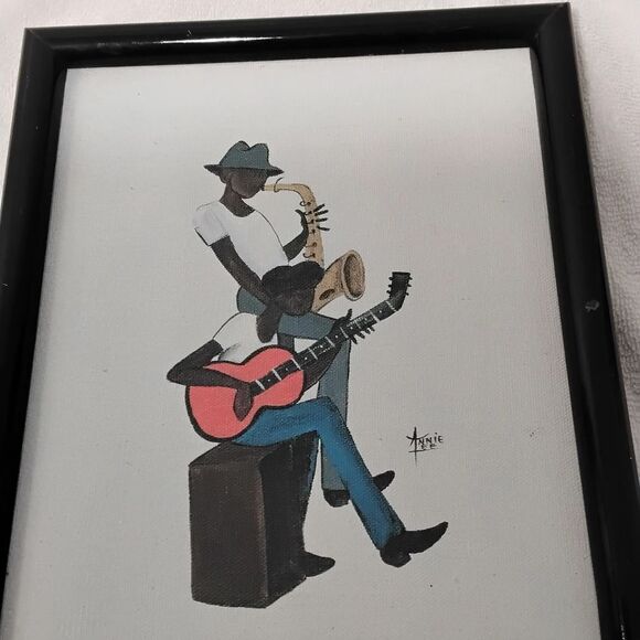 Annie Lee Framed Canvas Jazz men Musicians - Picture 2 of 3